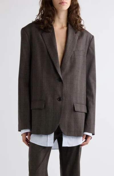 Acne Studios Julago Plaid Wool Blend Blazer In Animal Print