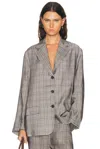 Acne Studios Junida Check Fluid Suit Jacket In Dark Grey