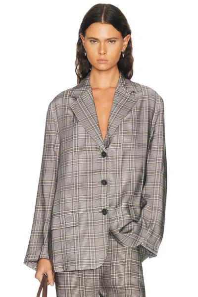Acne Studios Junida Check Fluid Suit Jacket In Dark Grey