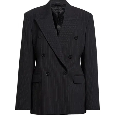 Acne Studios Juvel Double Breasted Stripe Jacquard Blazer In Black 900