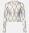 Acne Studios Kahoo Argyle Cropped Mohair-blend Cardigan In Gray