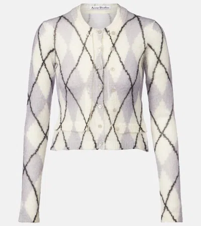 ACNE STUDIOS KAHOO ARGYLE CROPPED MOHAIR-BLEND CARDIGAN