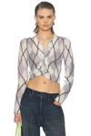 Acne Studios Kahoo Printed Cardigan In Gray