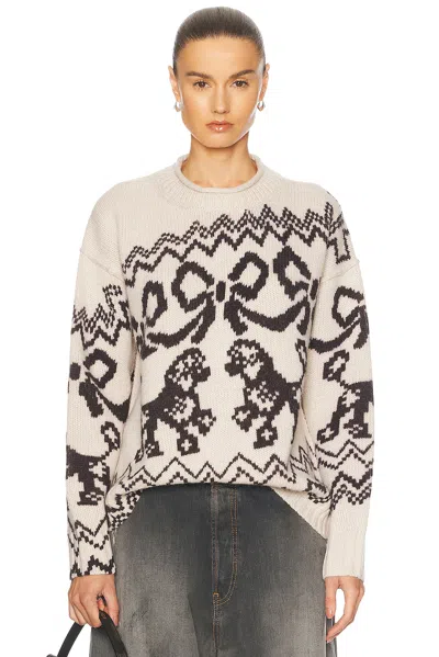 Acne Studios Kaisen Donegal Fair Isle Sweater In White & Black