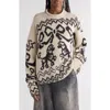 Acne Studios Kaisen Fair Isle Jacquard Donegal Wool Blend Sweater In Ivory/black