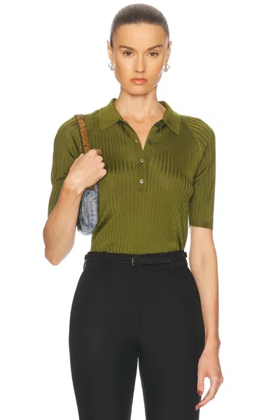 Acne Studios Short Sleeve Polo Top In Green