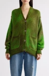 Acne Studios Kark V-neck Oversize Cardigan In Green