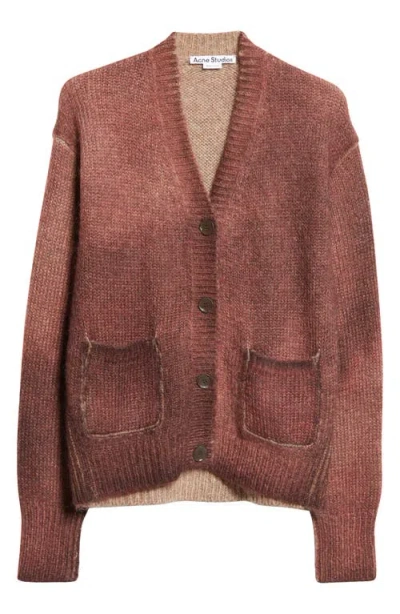 Acne Studios Kark V-neck Oversize Cardigan In Rust Red