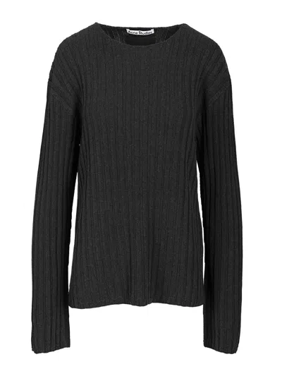 Acne Studios Kartic Cotton Core Knitwear Grey In Black