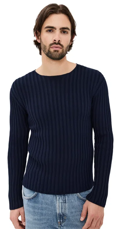 Acne Studios Kartic Ribbed Cotton Sweater Navy/navy