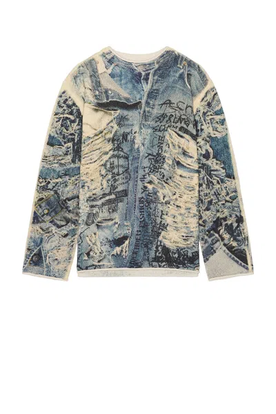 Acne Studios Karvian Trompe L'oeil Cotton-blend Sweater In Blue