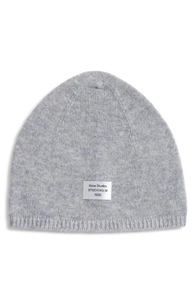 Acne Studios Kassias Cashmere Logo Beanie In Cold Grey Melange
