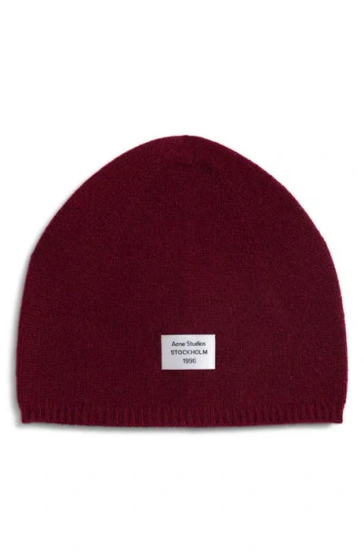 Acne Studios Kassias Cashmere Logo Beanie In Dark Red