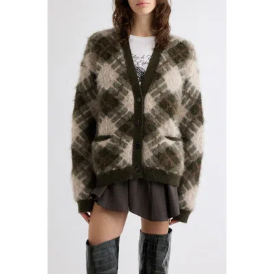 Acne Studios Katch Mohair Blend Cardigan In Green