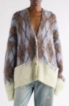 Acne Studios Katcher Argyle Mohair & Wool Blend Cardigan In Multi