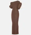 Acne Studios Katon Asymmetric Maxi Dress In Braun