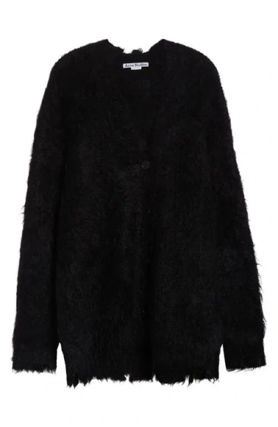 Acne Studios Kaul Hairy Wool & Mohair V-neck Cardigan In Black