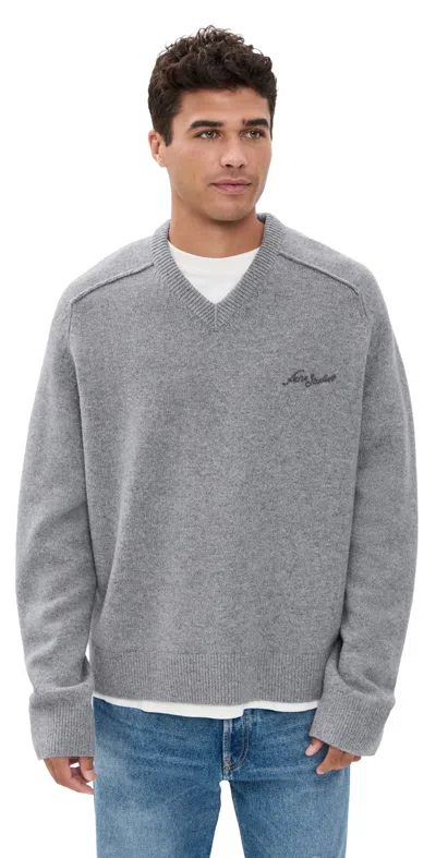 Acne Studios Kaybe Richard Logo-embroidered Wool And Yak-blend Sweater In Gray