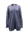 Acne Studios Keandra V Neck Sweater In Blue Nylon In Blue