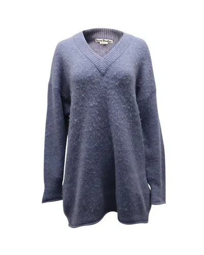 Acne Studios Keandra V Neck Sweater In Blue Nylon