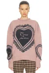 Acne Studios Printed Wool Blend Jumper In Faded Pink