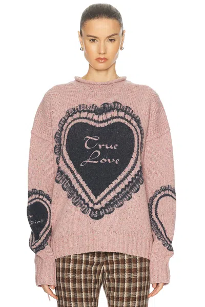 Acne Studios Printed Wool Blend Jumper In Pink