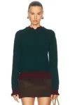 Acne Studios Ruffled Layered-effect Sweater In Dark Green