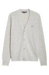 Acne Studios Keve Face Patch Wool Cardigan In Gray