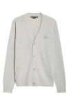 Acne Studios Keve Face Patch Wool Cardigan In Light Grey Melange