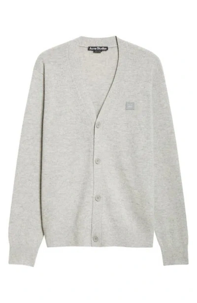 Acne Studios Keve Face Patch Wool Cardigan In Gray