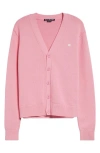 Acne Studios Keven Face Patch Cotton V-neck Cardigan In Cameo Pink Drm