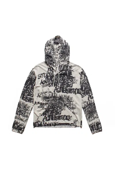 Acne Studios Kews Chaos Print Hooded Sweater In Gray