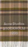 Acne Studios Khaki & Beige Wide Check Logo Scarf