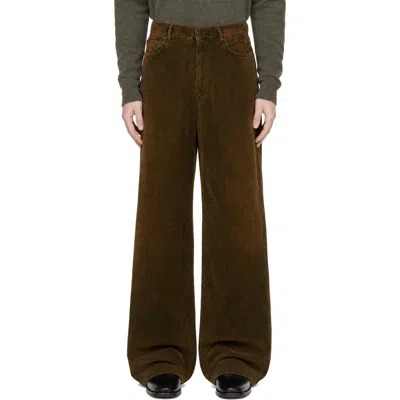 Acne Studios Khaki Corduroy Trousers In Brown