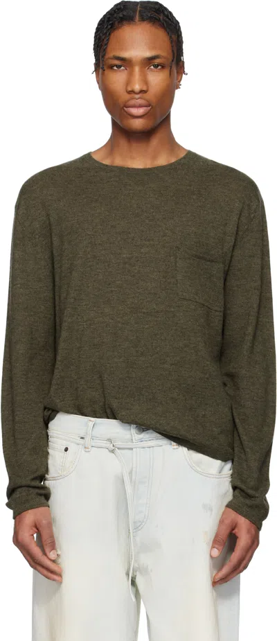 Acne Studios Khaki Crew Neck Cashmere Jumper In Ab6 Khaki Green
