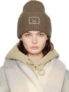 Acne Studios Pansy Crystal Face Wool Rib Beanie In Khaki Green