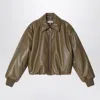 Acne Studios Faux Leather Zipped Bomber Jacket In Beige