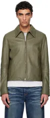 Acne Studios Khaki Paneled Leather Jacket In Abb Dusty Green