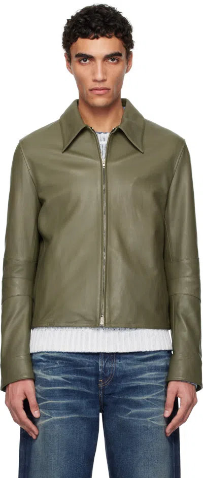 Acne Studios Leather Jacket In Green