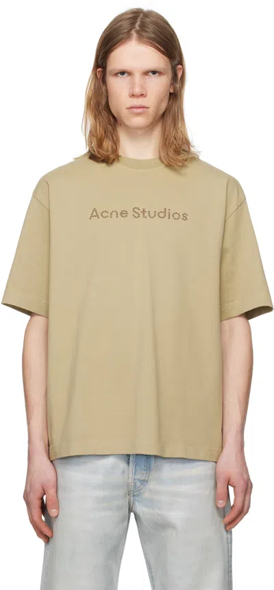Acne Studios Khaki Relaxed Fit Logo T-shirt In Ae0 Sand Beige