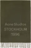 Acne Studios Khaki Wide Logo Scarf In Green