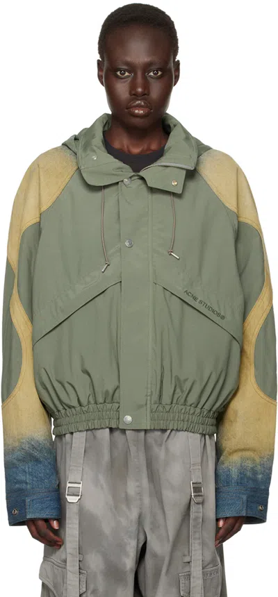 Acne Studios Khaki Windbreaker Bomber Jacket In Ab7 Olive Green