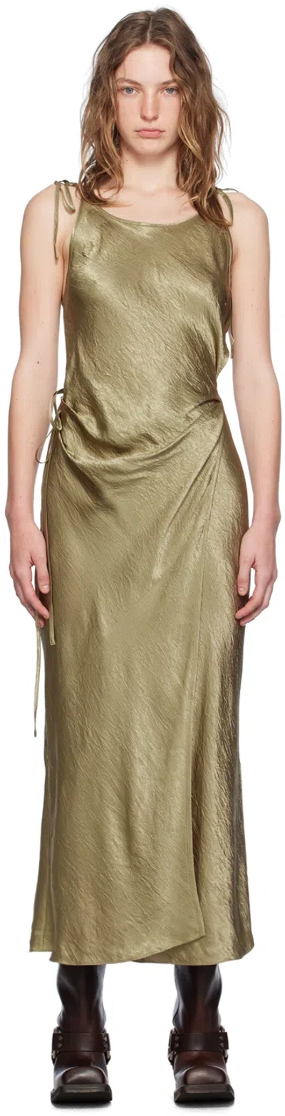 Acne Studios Khaki Wrap Maxi Dress In Doz Old Green