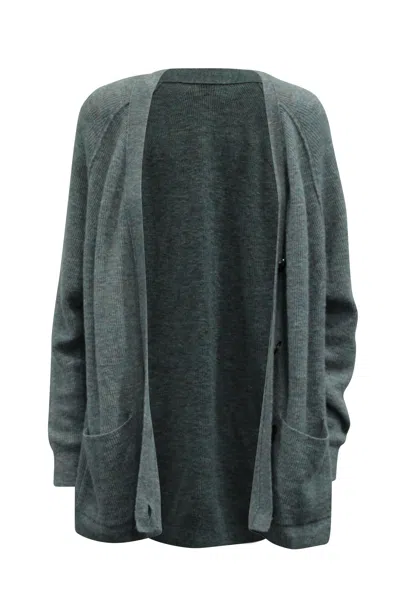 Pre-owned Acne Studios Kianne Ribbed Cardigan In Grey Alpaca In Green
