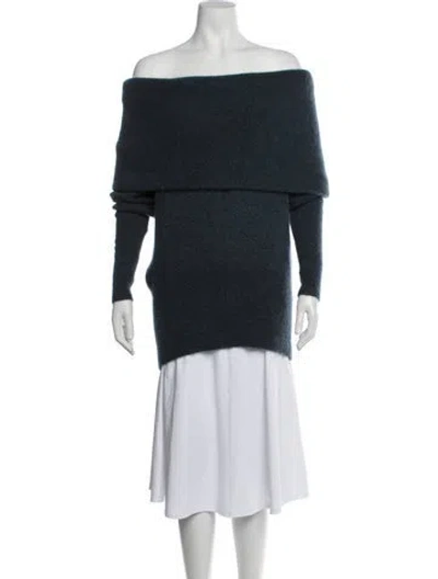 Pre-owned Acne Studios Kid Mohair Off-the-shoulder Sweater In Blue