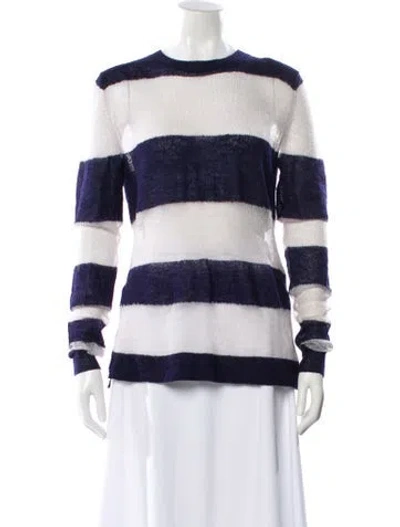 Pre-owned Acne Studios Kid Mohair Striped Sweater W/ Tags In Gray