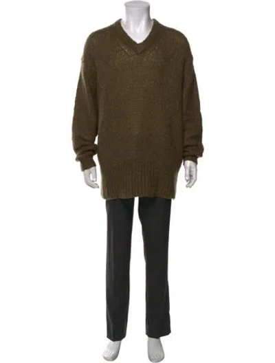 Pre-owned Acne Studios Kid Mohair V-neck Pullover In Neutral