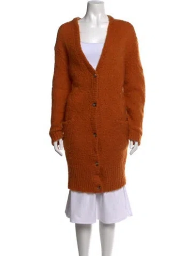 Pre-owned Acne Studios Kid Mohair V-neck Sweater In Orange