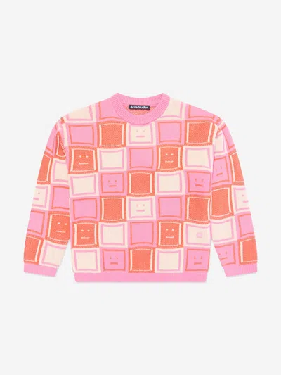 Acne Studios Kids Klock Wool Knitted Jumper In Pink