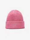 Acne Studios Brand-patch Ribbed Wool-knit Beanie In Pink